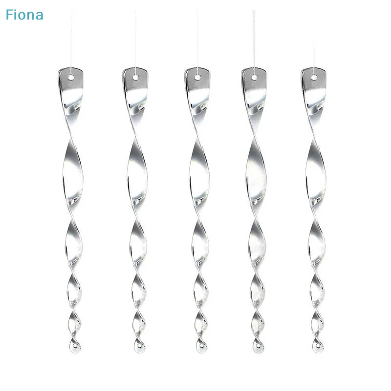 ♤6/10/12Pcs Sparkling Bird Repellent Spiral Reflectors Silvery PS Hanging Deterrents For Garden Scare Away Woodpeckers Pigeons