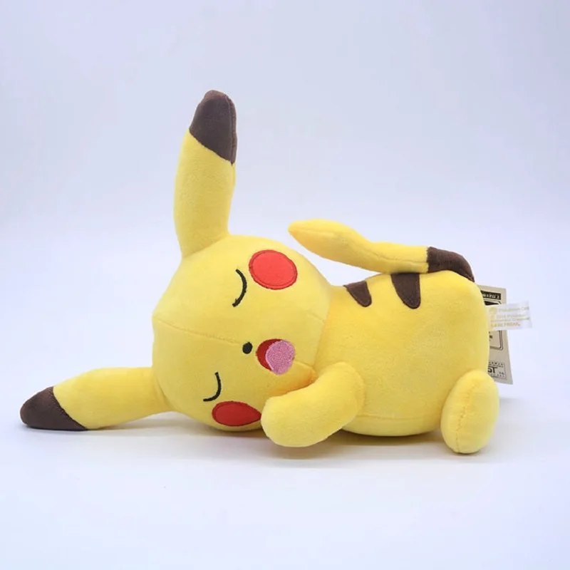 New Pokemon 20-25cm Anime Figure Pikachu Sleeping Cute Scream Plush Dolls Pet Stuffed Model Pendant Toy Children Christmas Gifts