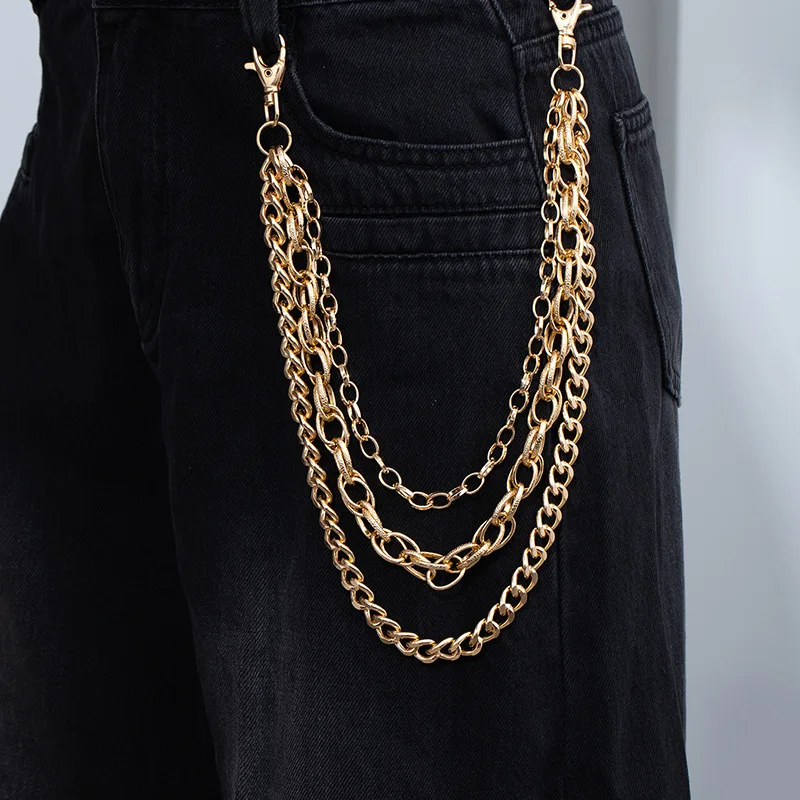 1Pc retro popular multi-layer trouser chain European and American hip-hop jeans chain waist chain men's and women's trendy