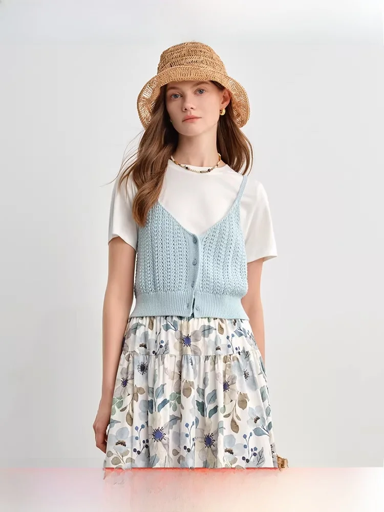 

Новый летний модный комплект для полных женщин: простой тканый топ на бретелях и юбка А-силуэта с высокой талией, прямой крой, для стройности