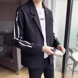 Coats Plus Big Size Jacket for Men Linen Striped Man Suits and Blazers Oversize Original Classic Simple Breasted Fashionable