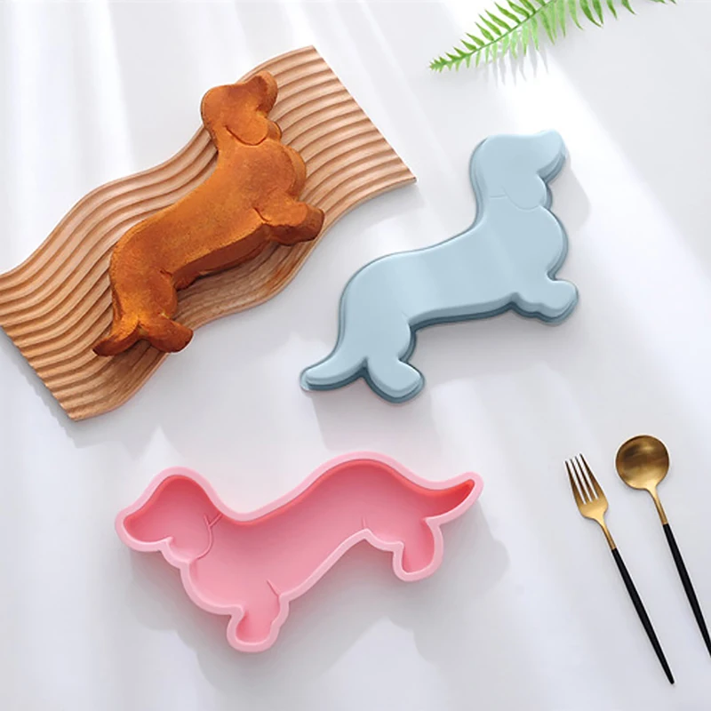 3D Cute Dachshund Puppy Animal Shape Silicone Mold Kitchen To Mousse Baking Large Cake Mold Cake Tools