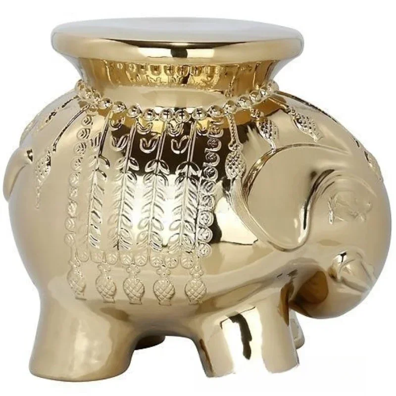 

Electroplating color glaze animal elephant ceramic stool bedroom bathroom living room outdoor indoor garden