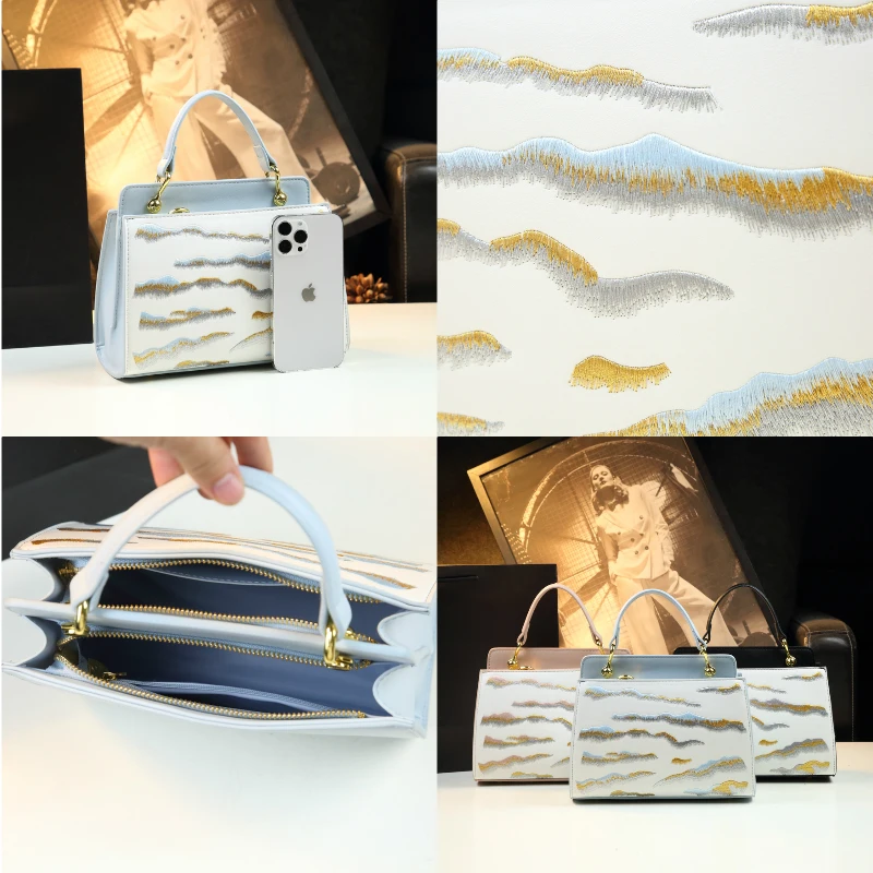 تصميم متخصص العلامة التجارية الجديدة عالية الجودة جلدية النمط الوطني حقيبة يد المرأة المطرزة حقيبة الكتف Crossbody شحن مجاني