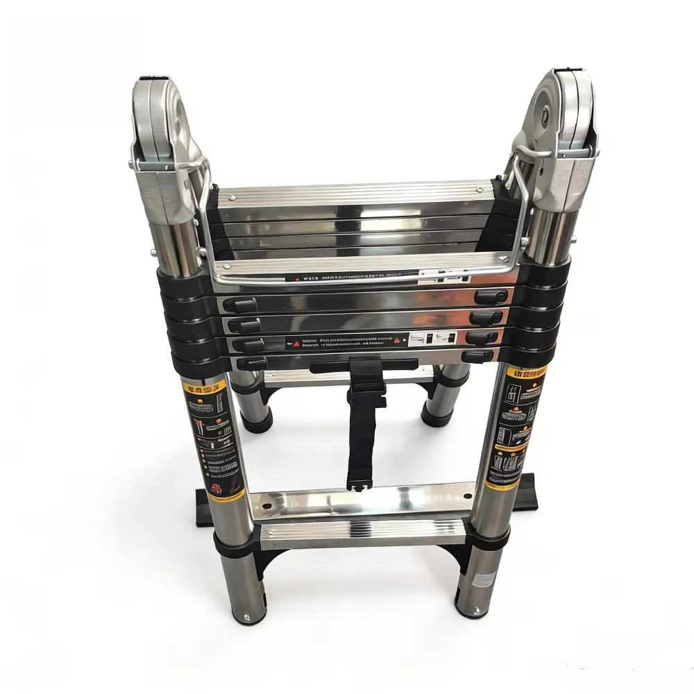 Stainless Steel Telescopic Ladder 2.5+2.5 Meters, Folding, Multi-functional, Thickened, Reinforced, Anti-slip Design