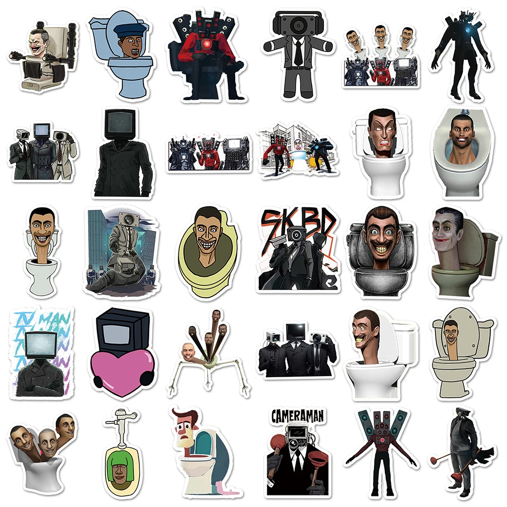10/30/60 pçs dos desenhos animados skibidi toalete graffiti adesivos engraçado jogo decalques diy papelaria mala telefone portátil legal pvc adesivo brinquedo