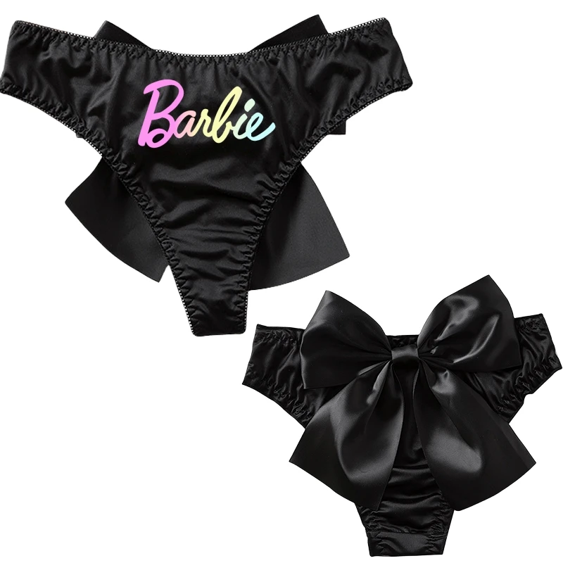 Black Barbie Princess Underwear Fashion Women Loose Soft Thong Bikini Big Bow Loose Sports Sexy Loose Briefs Y2K Girls Gifts