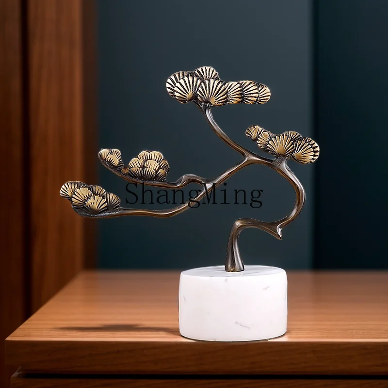 

CL New Chinese Copper Welcome Pine Ornament Home Entrance Hotel Wine Cabinet Crafts Model Room Living Room Decoration Gifts