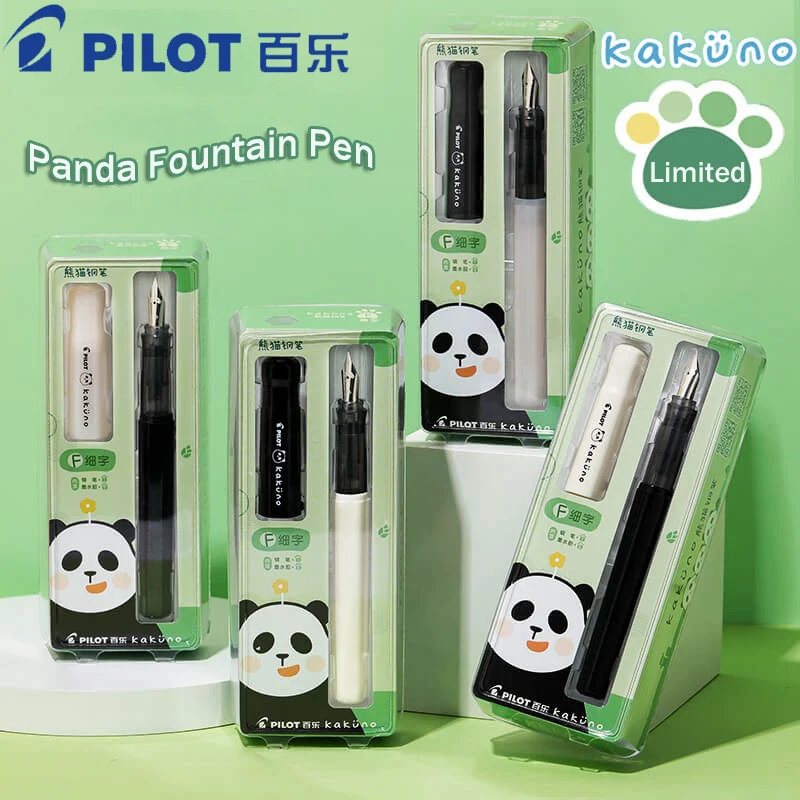 

Pilot Kakuno Limited Panda Fountain Pen,Smiley Face for Beginner,Students Black&White Cartridge Ink Pen for Handwriting Practice