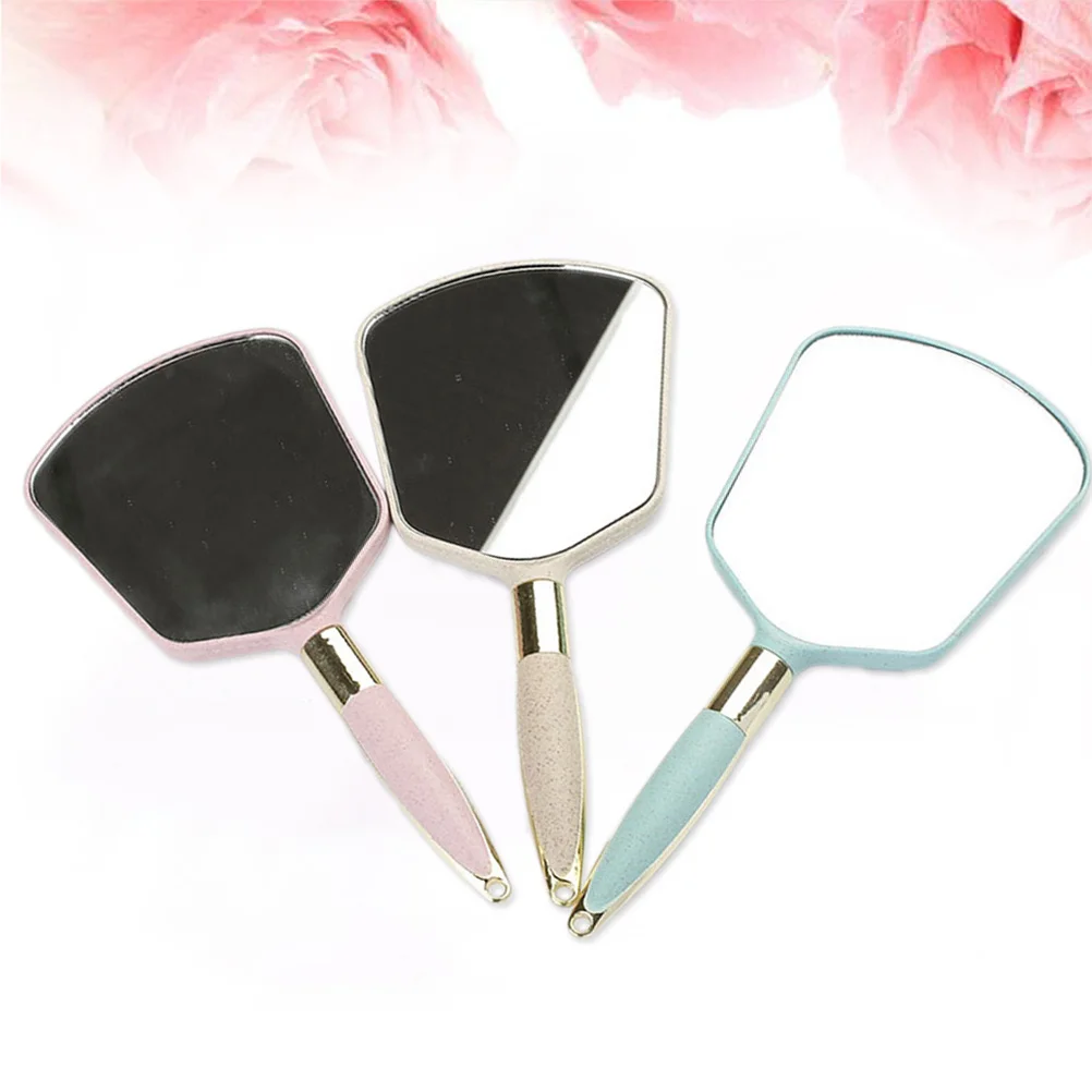 Handspiegel, ergonomischer Griff, leicht, tragbar, Make-up-Spiegel im Taschenformat, für Zuhause, Salon, Reisen