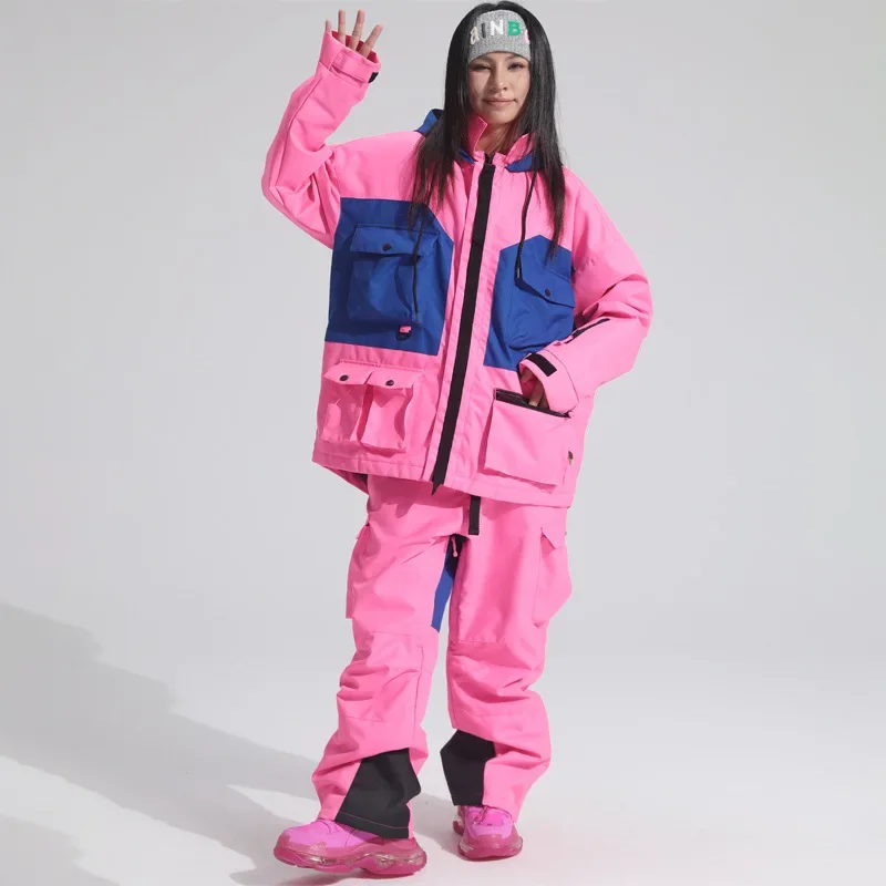 

2025 New Ski Suit Women's Outdoor Snowboard Sports Loose Zipper Hooded Skiing Suits Men's Windproof Warm Breathable Ski Jacket