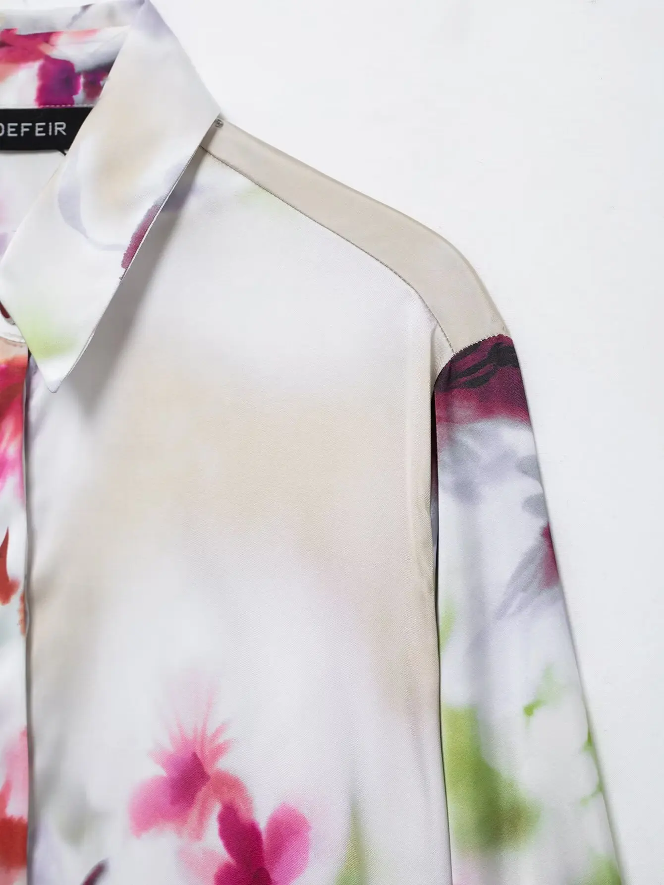 KONDALA 가을 여성 로맨틱 플라워 셔츠 프린트 새틴 버튼 셔츠 2025 봄 휴가 캐주얼 셔츠 우아한 여성 셔츠