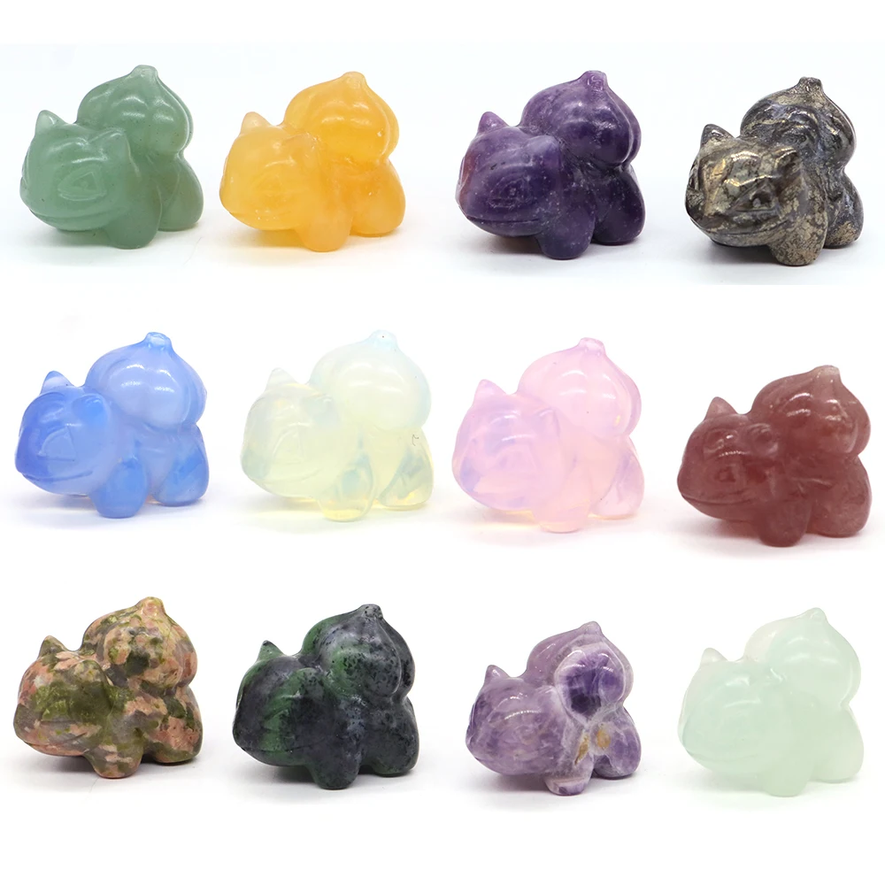 

30mm Frog Seeds Statue Natural Healing Gems Crystal Stone Carving Cartoon Cute Animal Figurine Crafts Home Decoration Ornament