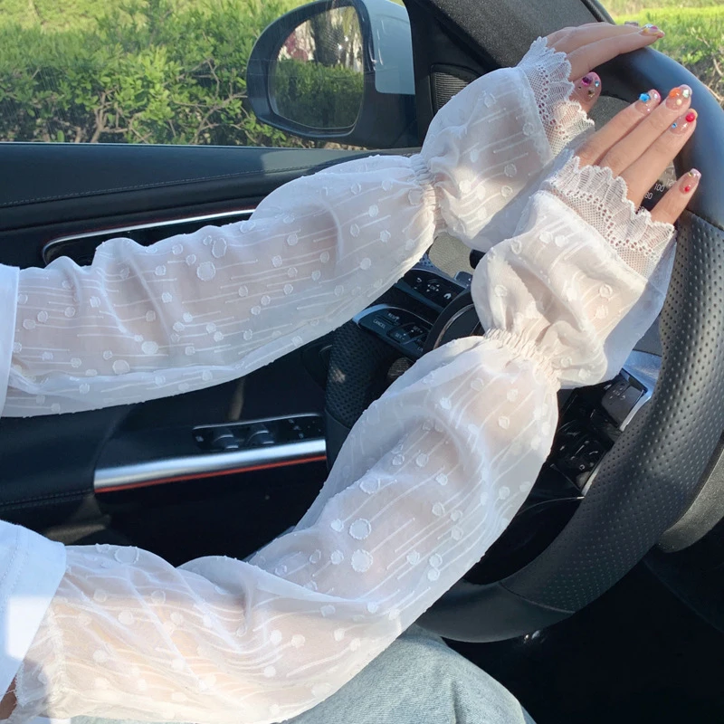 Manches de bras en mousseline de soie respirante pour le cyclisme et la conduite, manches évasées douces, protection solaire, été, nouveau