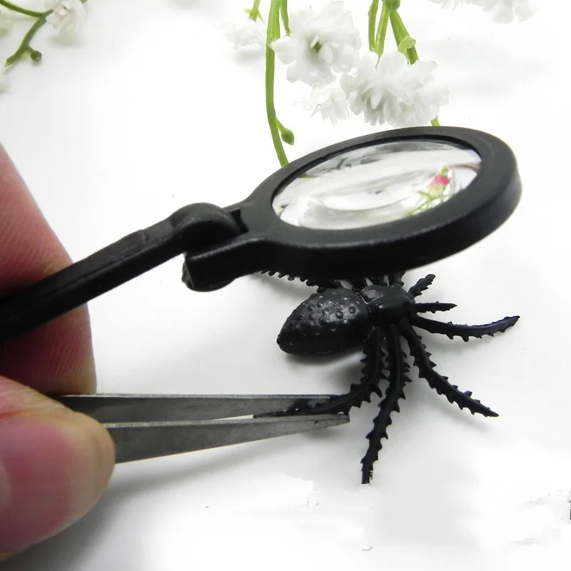 Metal belt tweezers magnifying glass folding portable stainless steel maintenance and testing clip medical beauty clip