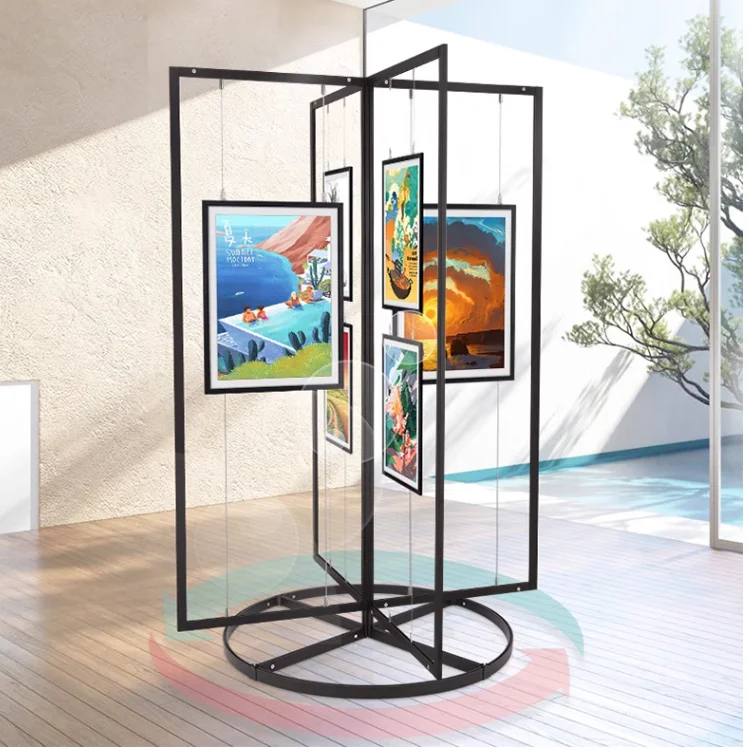 Aluminum alloy painting and calligraphy exhibition board school calligraphy works art exhibition display shelf can be rotated