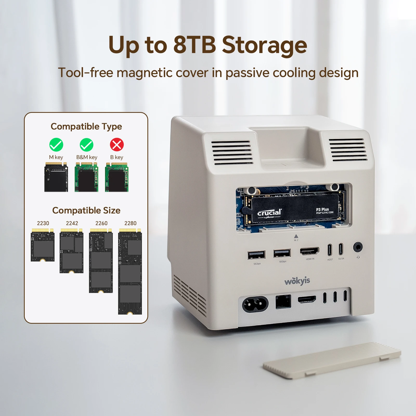 Wokyis M5 10Gbps Mac mini M4 Dock 5 بوصة Full HD IPS شاشة USB-C HUB شاشة عرض مع حاوية M.2 SSD #4