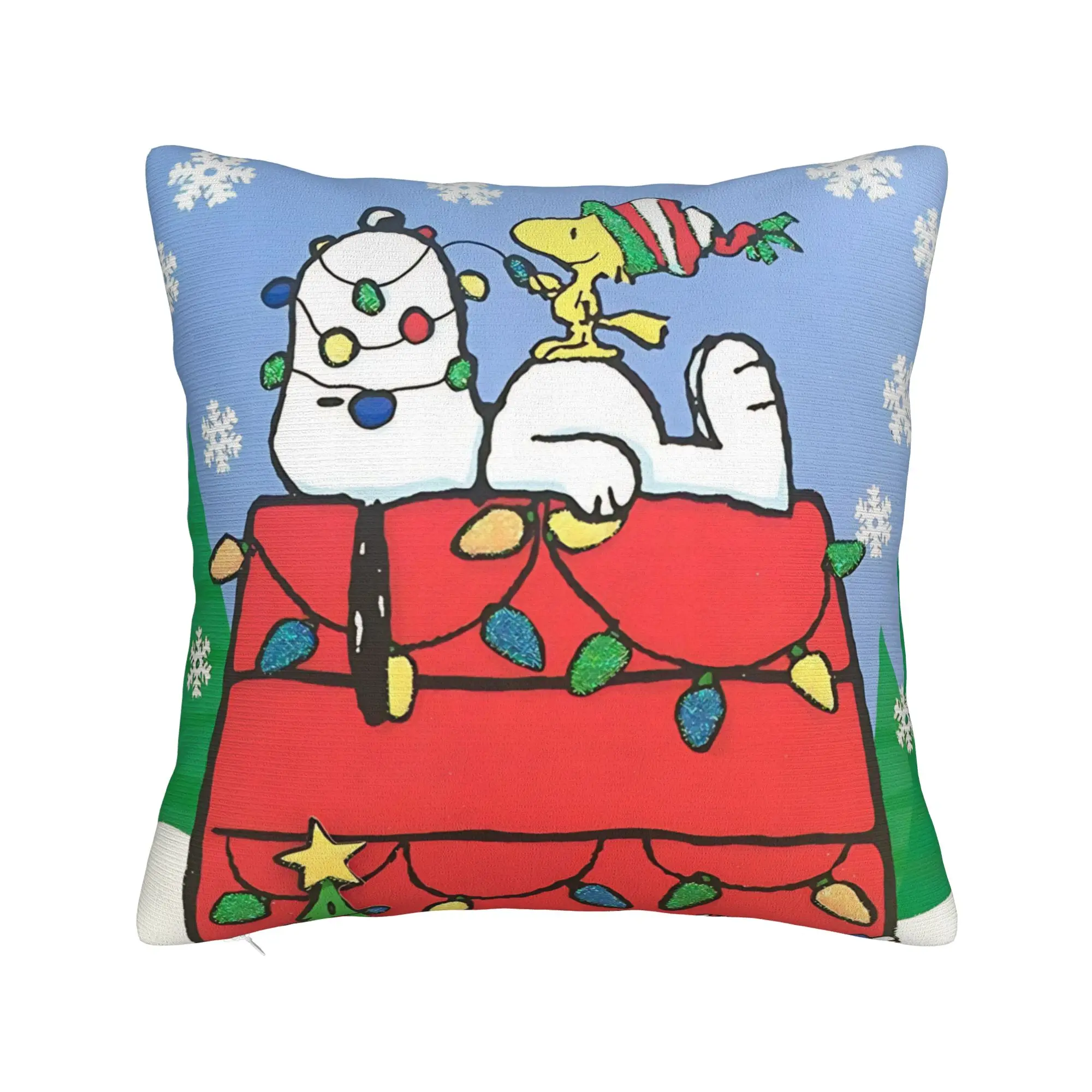 S-Snoopys Xmas Christmas Tree Square Pillow Case  Cushion Covers Awesome Polyester Decor Pillowcase for Sofa 18