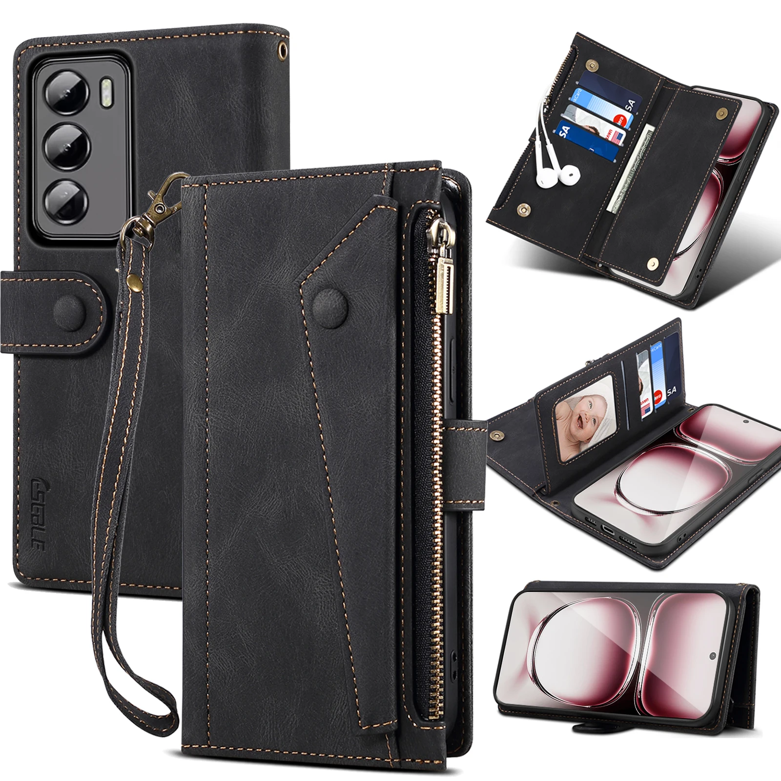 

Кожаный флип-кошелек для OPPO Reno 12 Pro Reno12