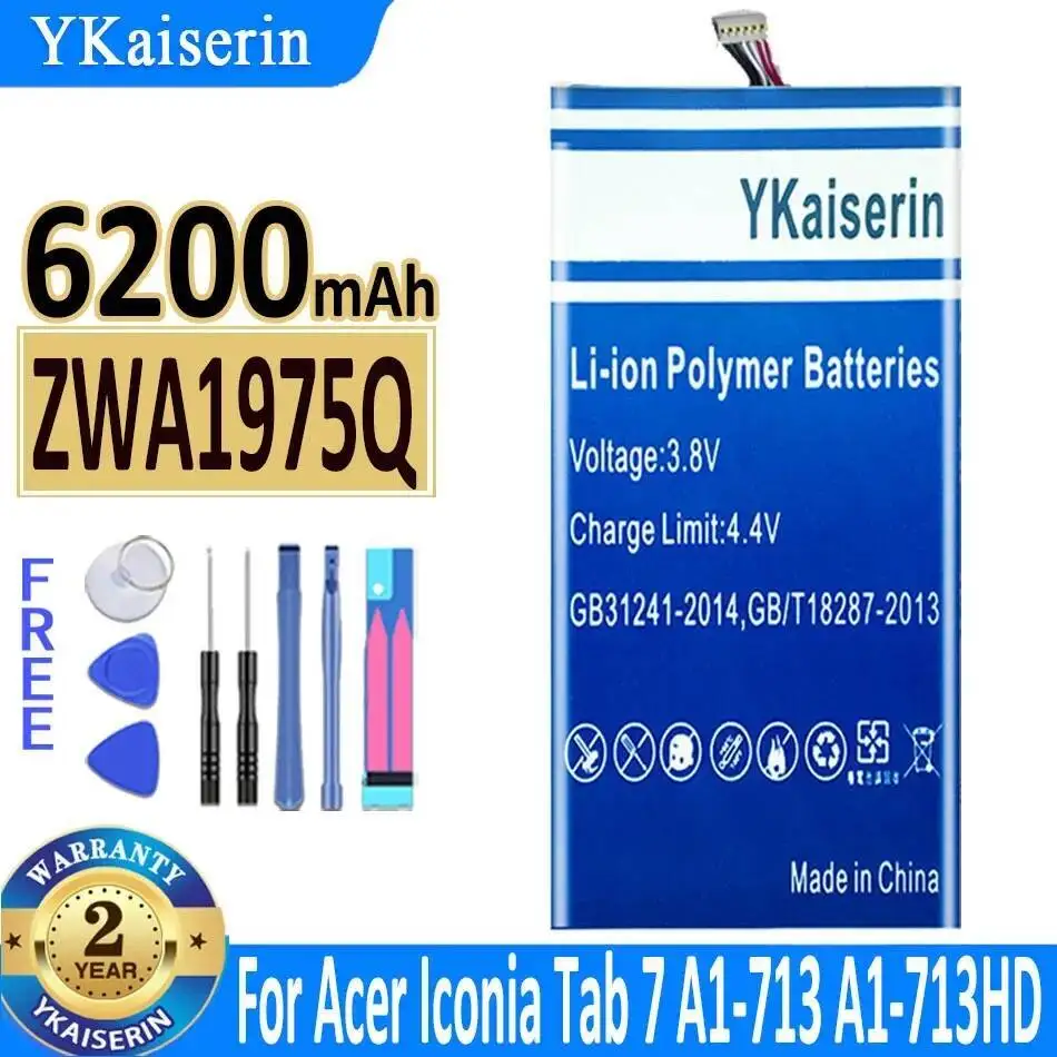 

High-Efficiency Long-Lasting For Acer Iconia Tab 7 A1-713 A1-713HD A1 713 6200Mah ZWA1975Q Tablet Battery