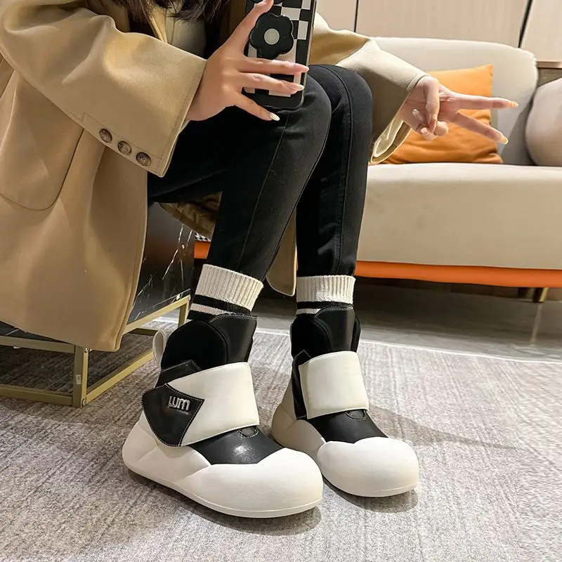 Women's Winter Boots Original Brand Luxury Genuine Leather Plush Snow Boots Lightweight Waterproof Non-slip Shoes for Woman
