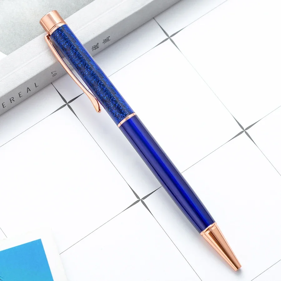 Bunt in das Öl Goldpulver Treibsand-Kugelschreiber, luxuriöser Metallstab, rotierender 1,0-mm-Kugelschreiber für Schule und Büro – Detail 19