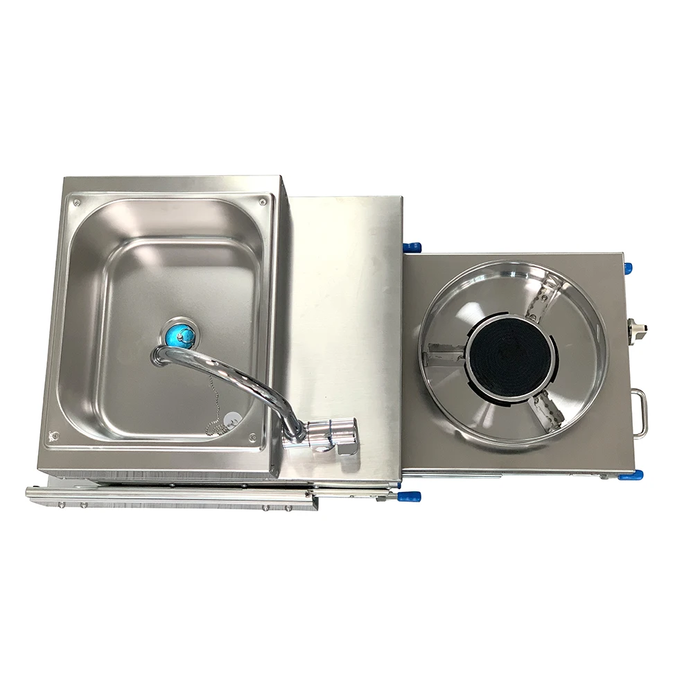 Wholesale Pull Out Gas Hob Stove Burner Cooker with Intergrated Sink and Faucet for Boat Caravan Campervan Motorhome RV