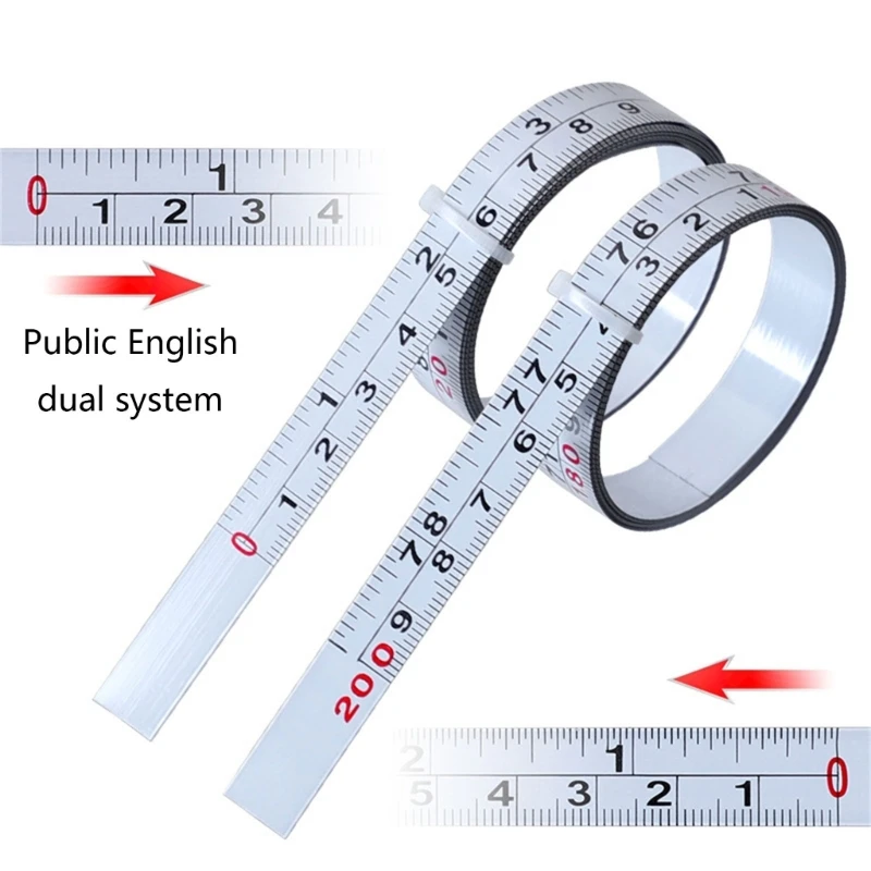 E5BE 1m/2m Workbench Ruler Adhesive Tape Measure Inch & Metric Double Scale Rust-Proof Rule Self-Adhesive Measuring Tape