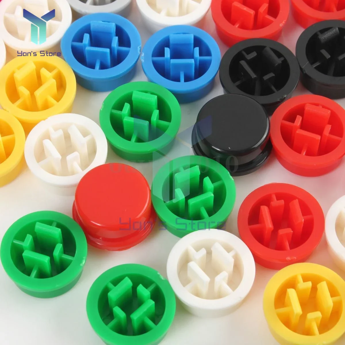 140pcs Short Feet Square Switch Button Cap Match Switch A14 A24 Round Tactile Push Button Caps Kits 12*12*7.3 Micro Tact Switch