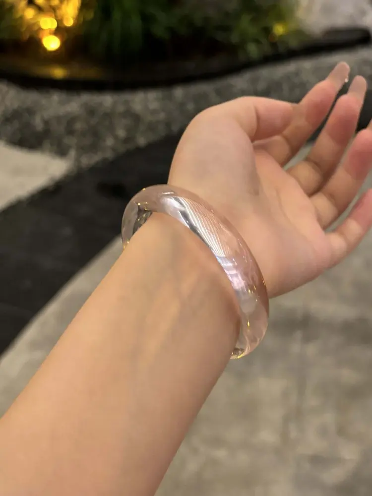 

Ice Powder Natural High Ice Crystal Bracelet Women's Light Pink White Moonlight Chalcedony Jade Bracelet