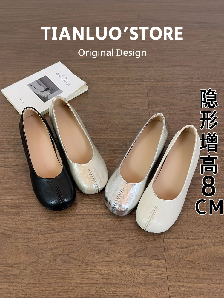 elevated-8cm-slip-on-ballet-flats-women-summer-new-thick-heel-comfortable-wearing-black-high-heels-not-tired-foot-french-styl