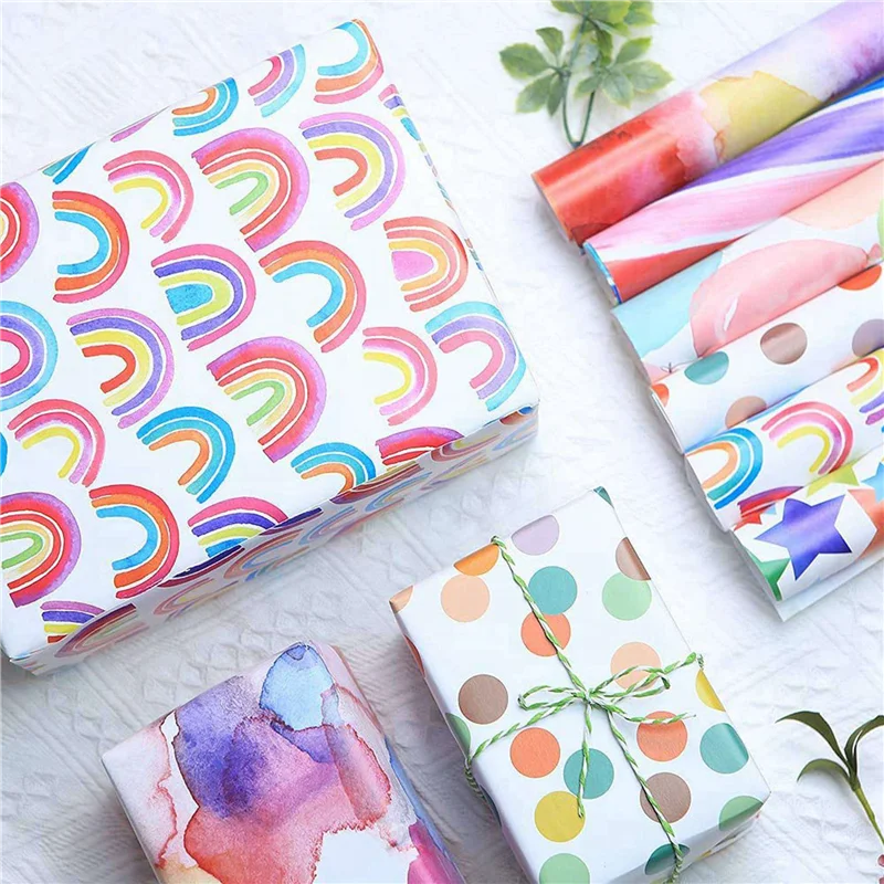 

Compact 3X Rainbow Birthday Wrapping Paper,Kids Gift Recyclable Birthday Women Girls Boys,For All Gift Wrap Decoration Occasions