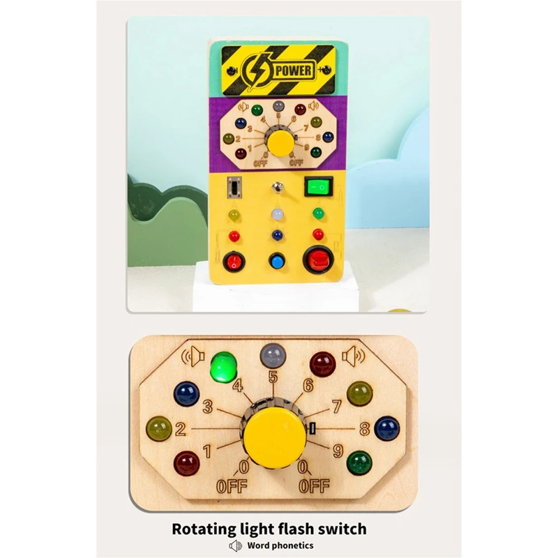 1 PCS Busy Board Montessori Wooden Busy Board Wooden Toys Sensory Toys As Shown With Voice And LED Light Switches For Toddlers