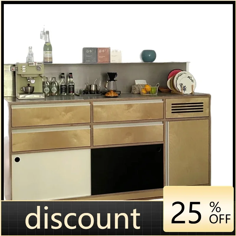 LMM Marine Panel Contrast Sideboard, Stainless Steel Countertop, Large Capacity Storage Cabinet