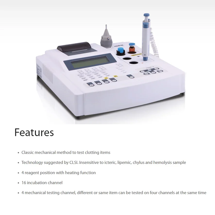 Mindray C2000-4 Health Care Semi-auto Coagulometer ศัลยกรรม Coagulation Analyzer Veterinary Coagulator สําหรับ Vet