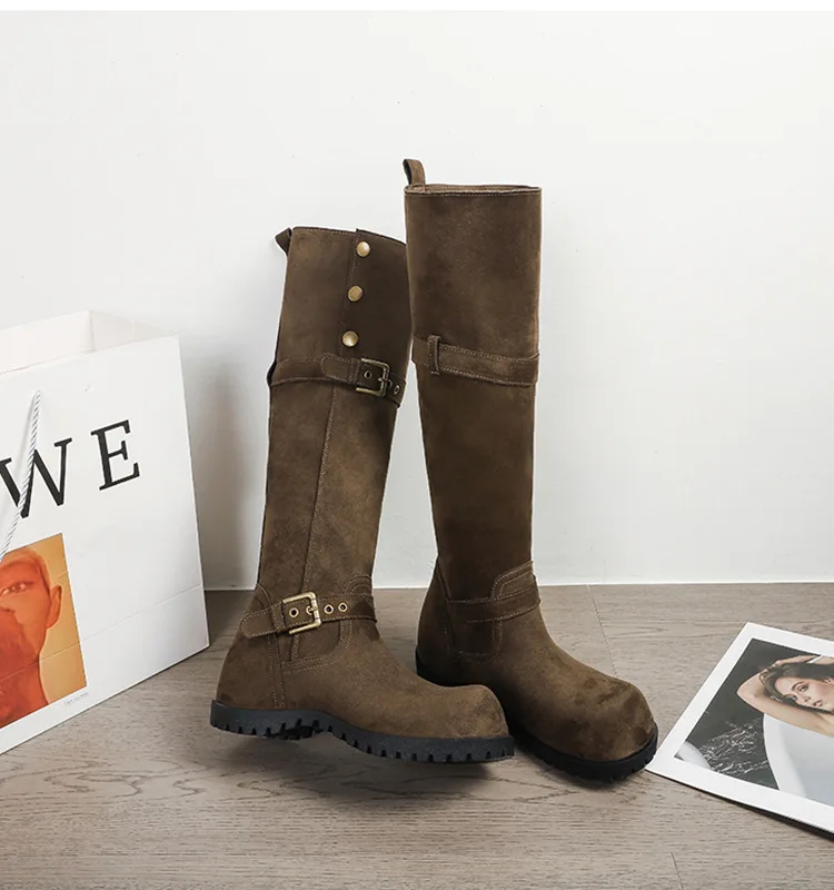 Over The Knee Boots  Cowboy Mid-Cali Boots Women Designer Winter Platform Shoes Wedges Thigh High Boots Shoes Botines De Mujer image 3