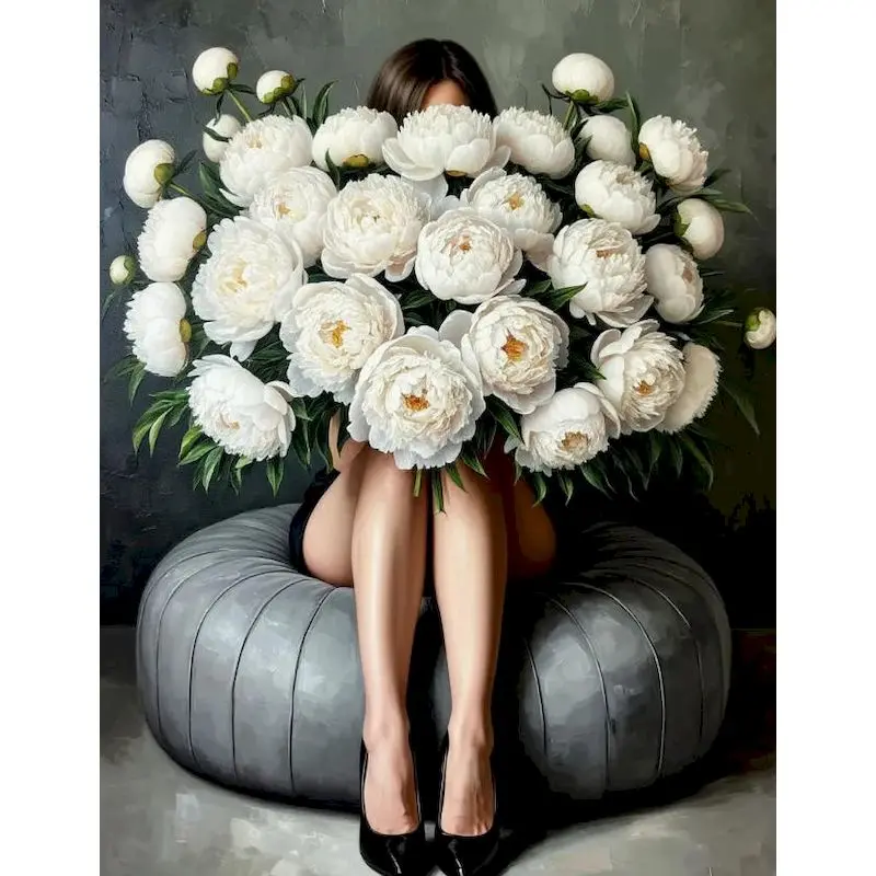 GATYZTORY Malen nach Zahlen, Mädchen-Motiv auf Leinwand, handgemaltes Kunstgeschenk, DIY-Bild nach Zahlen, Blumen-Sets, Heimdekoration