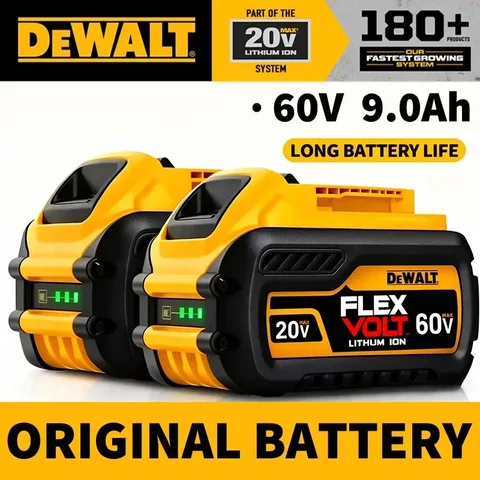 100% Original DeWALT Battery 20V/60V 6Ah 9Ah MAX FlexVolt for DCB606 DCB205 DCB206 DCB209 DCB182 Power Tool with Battery