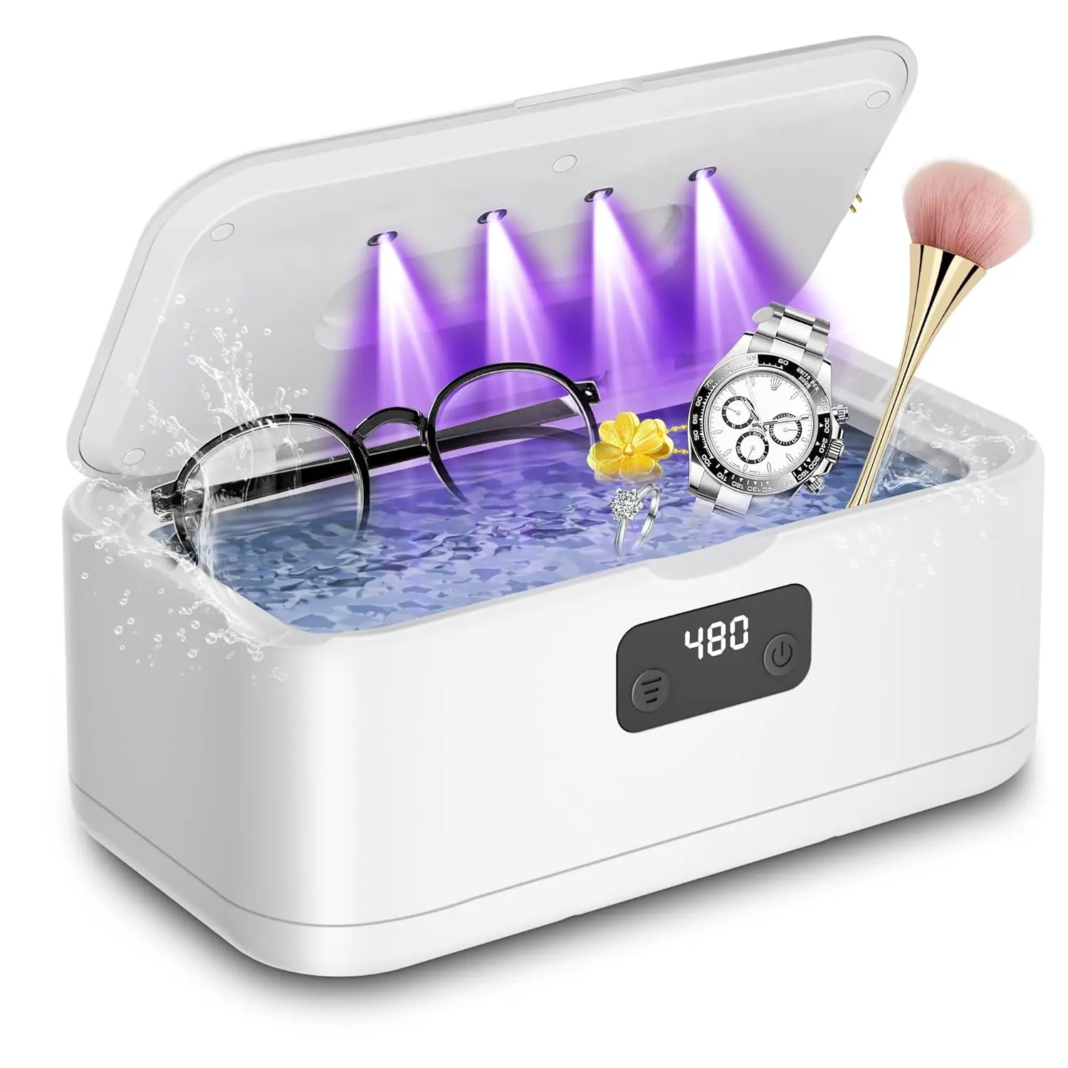 

Ultrasonic Jewelry Cleaner Machine- 28oz/800ml 49KHz Professional Retainer Cleaner |5 Timers LED Display |304 Stainless Steel