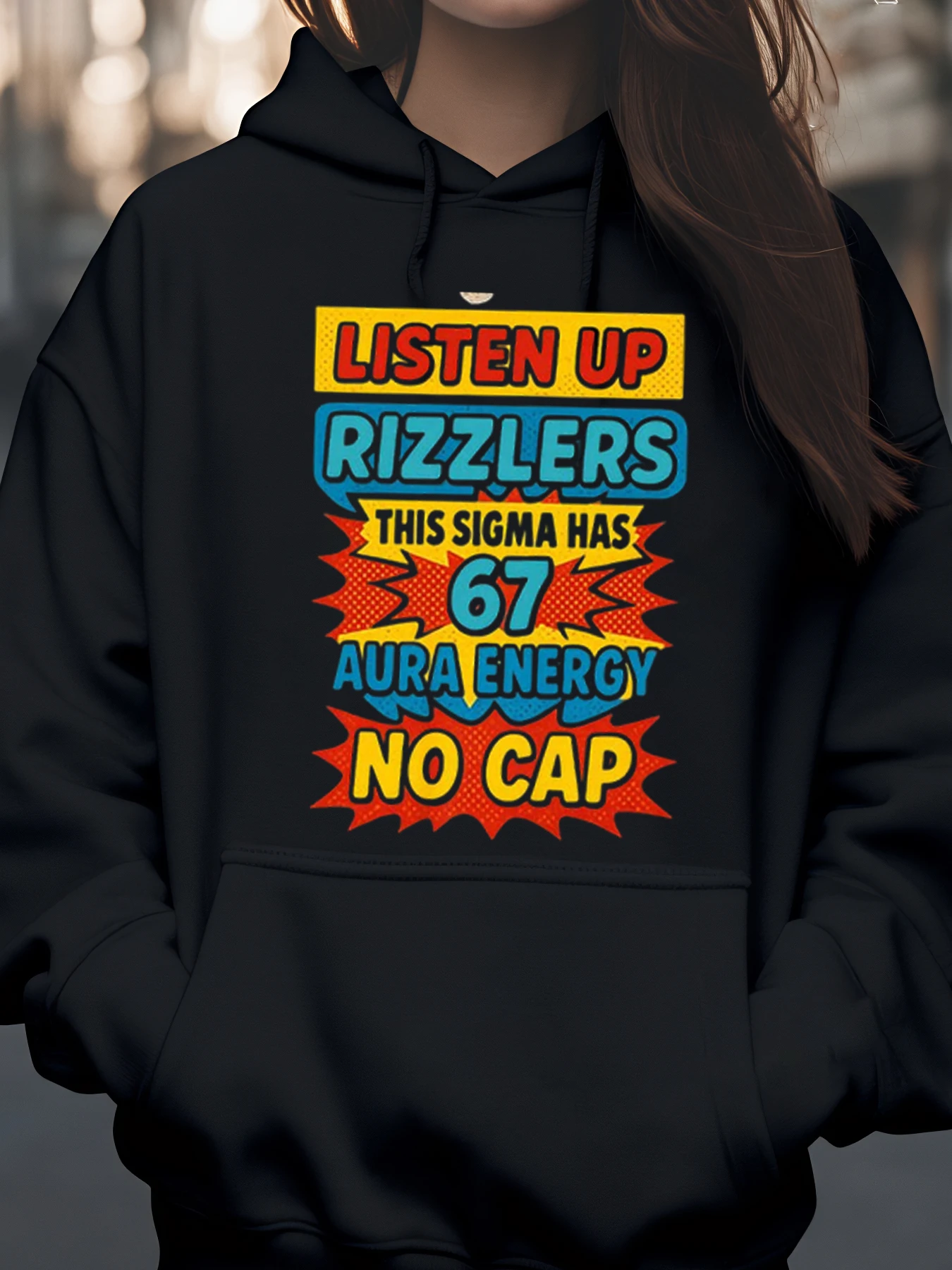 

Толстовка с капюшоном без кепки Listen up Rizzlers Sigma Aura Energy для повседневной одежды для молодежи и взрослых