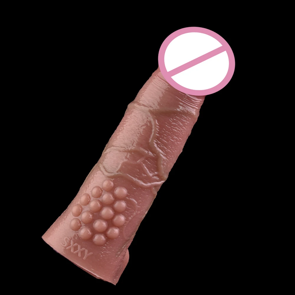 SXXY Realistic Hollow Dildo Cock Ring Ultra Penis Sleeve Silicone Dick Extender Soft Reusable Condom For Men Delay Ejaculation #4