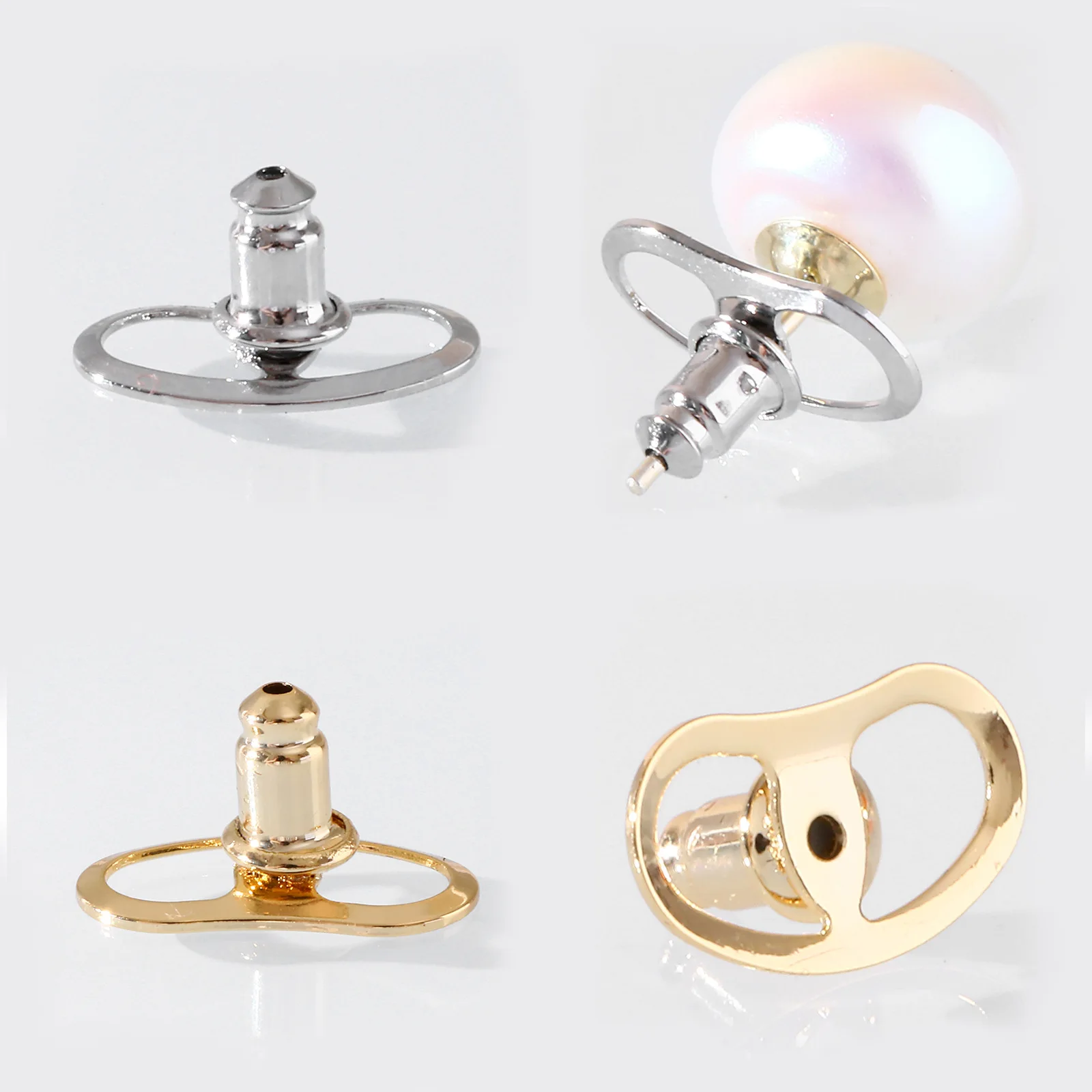 10/30/50/100 Uds. Elevadores de pendientes grandes tapones de pendientes de Metal respaldos perforados oreja de seguridad trasera