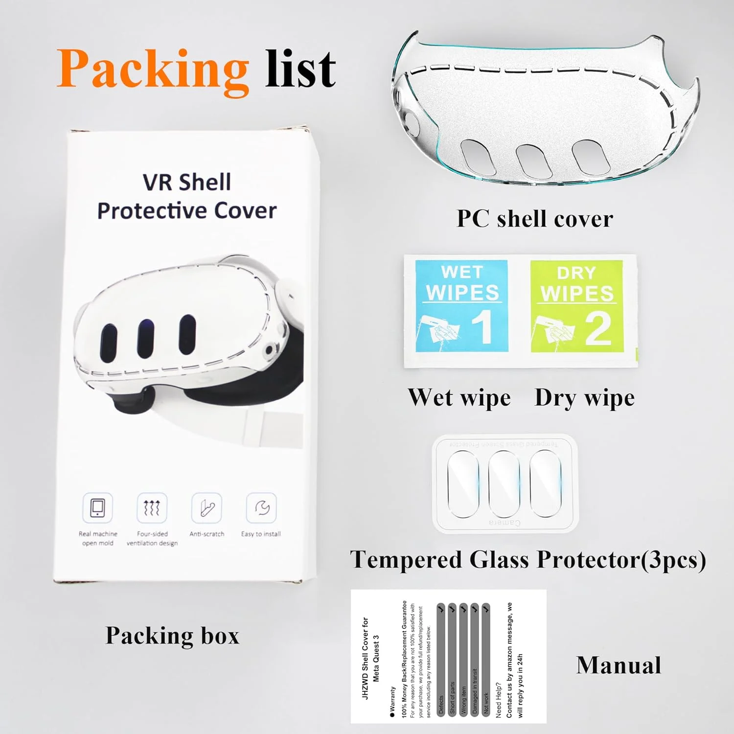 Kit pelindung lensa VR untuk Meta Quest 3 VR, helm Film pelindung + Headset tahan gores untuk ocular Quest 3 Aksesori