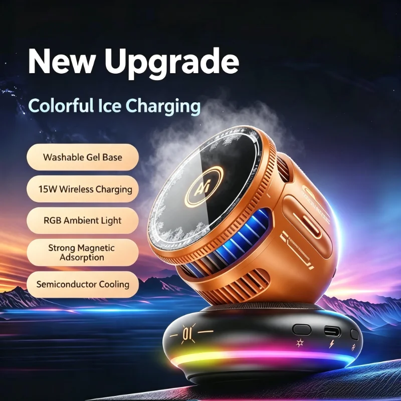Phone Cooling Fan - Magnetisches kabelloses Autoladegerät 15W mit doppeltem