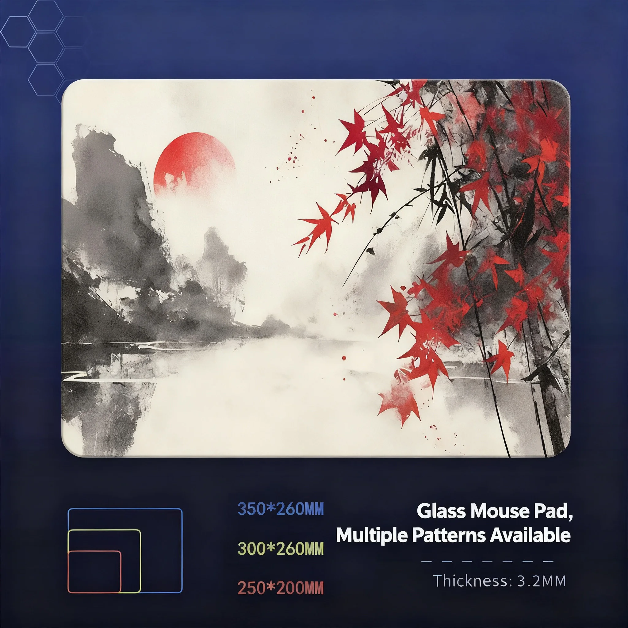 

Anime Red Maple Leaf Tempere Glass Gaming Mouse Pad Frosted Surface Tempered Glass Mouse E-Sports FPS Games Glass Mouse Pad