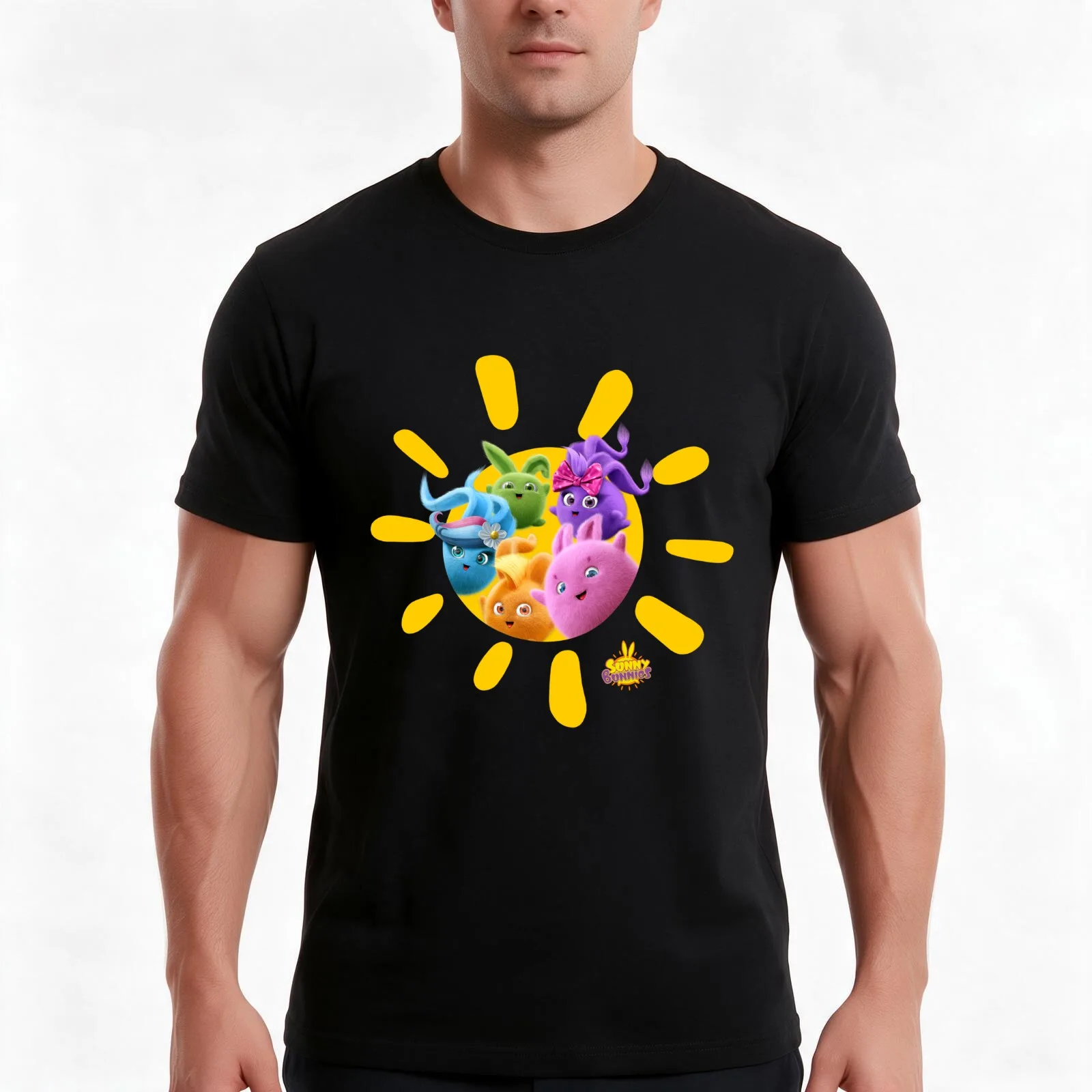 Sunny Bunnies - Sunshine (Group) T-Shirt, Summer Casual Cotton Tee, Oversized Streetwear Tops, Vintage Graphic Print