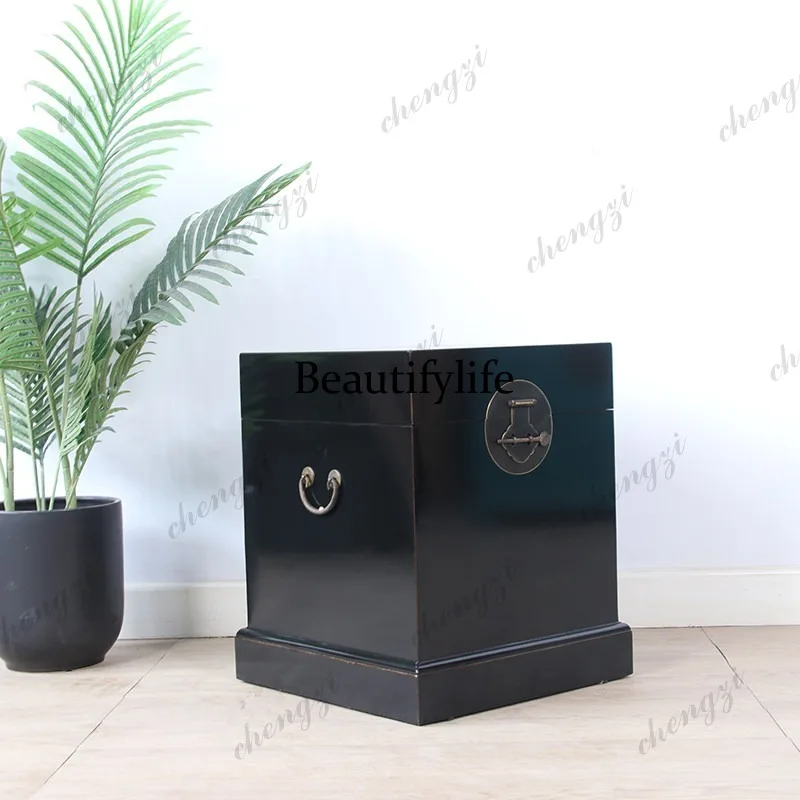New Chinese style tube box, Jiaoji B & B hotel tea room, small coffee table storage, bedside locker, wooden box