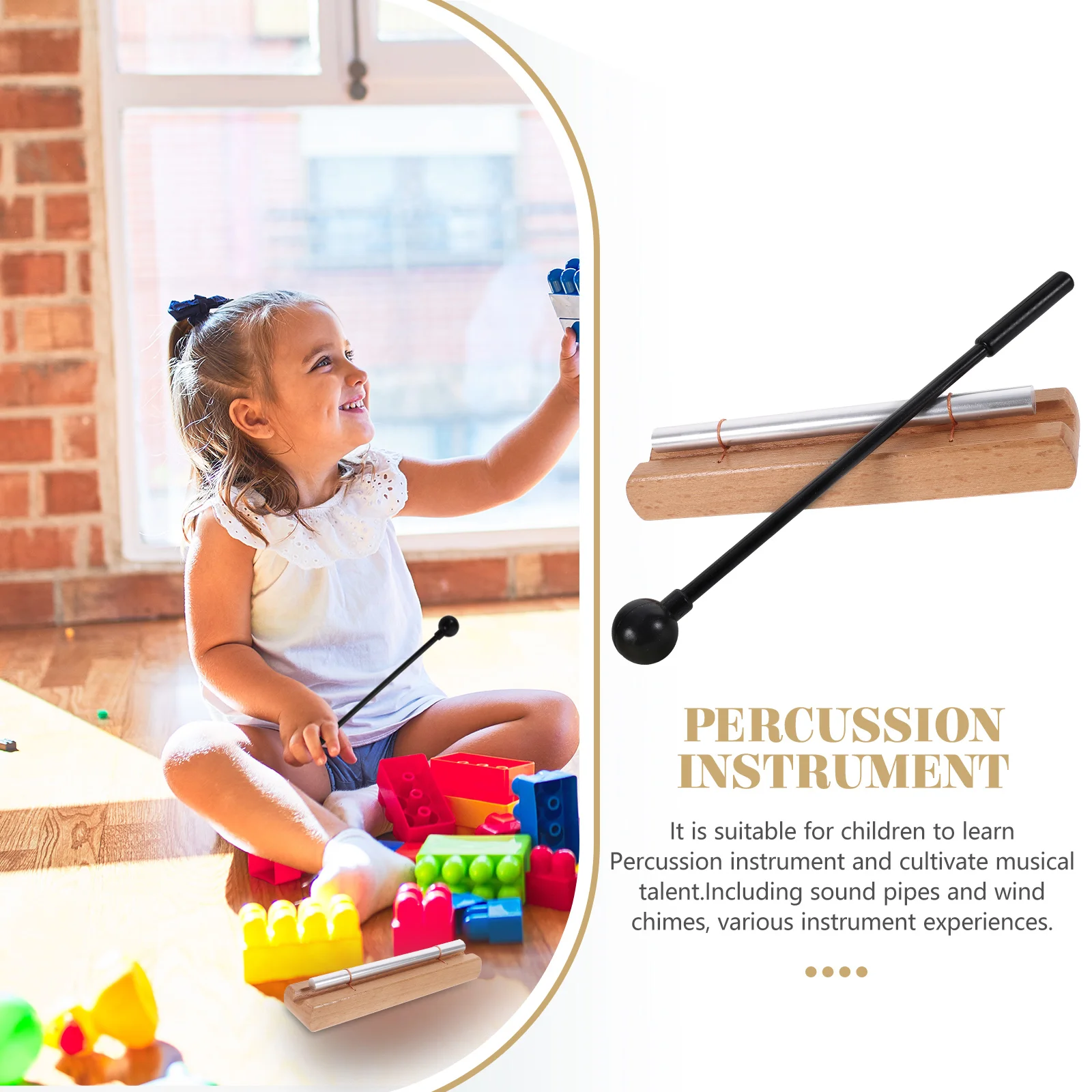 

Children's Percussion Instrument Solo Chime Bell Sound Tube Metal Wind Chime Kids Mallet Classroom Meditation Beginner