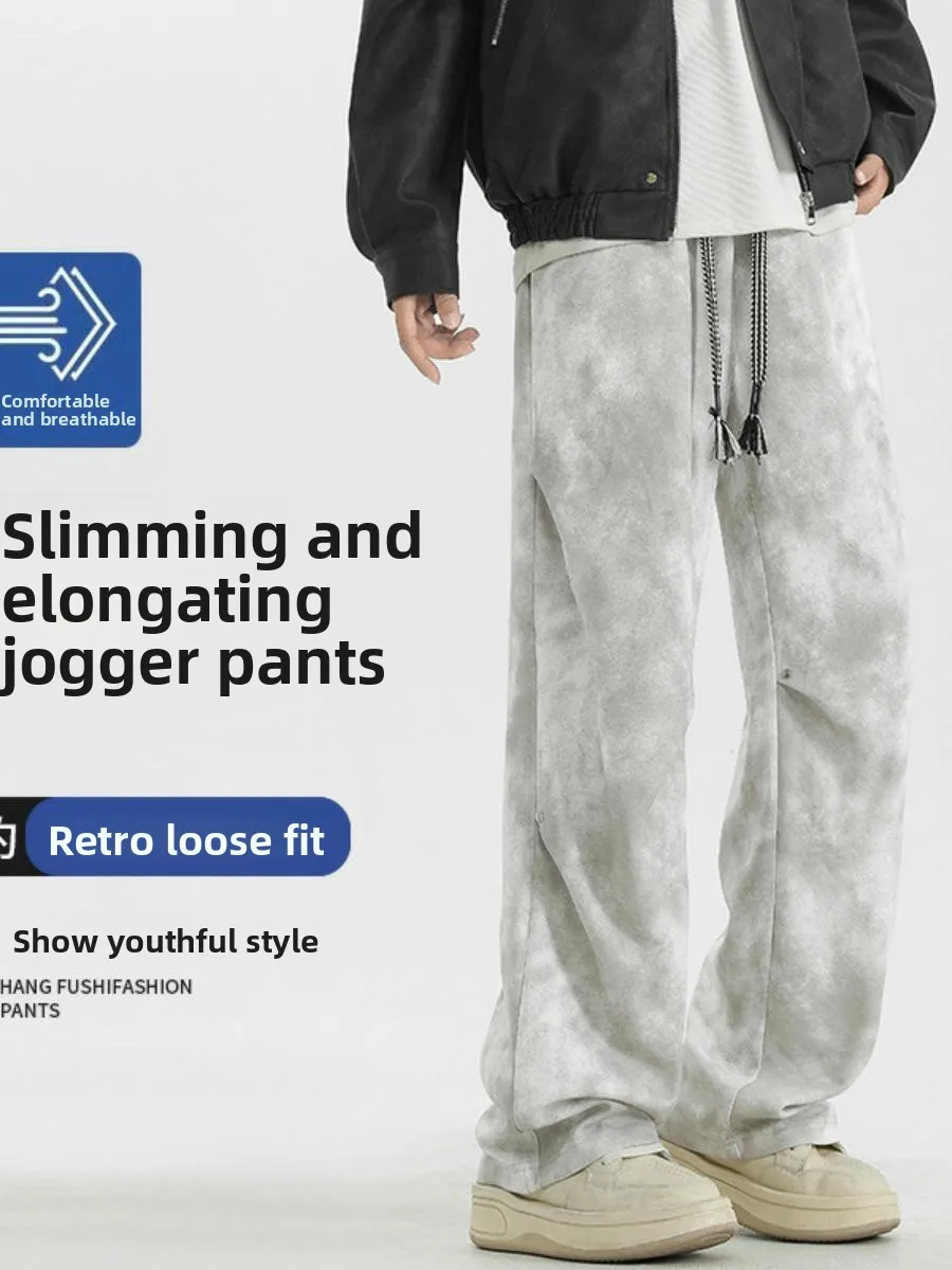 

Мужские свободные повседневные брюки American Vibe с принтом тай-дай Dir, летние широкие прямые свободные брюки на весну и осень, рабочая одежда