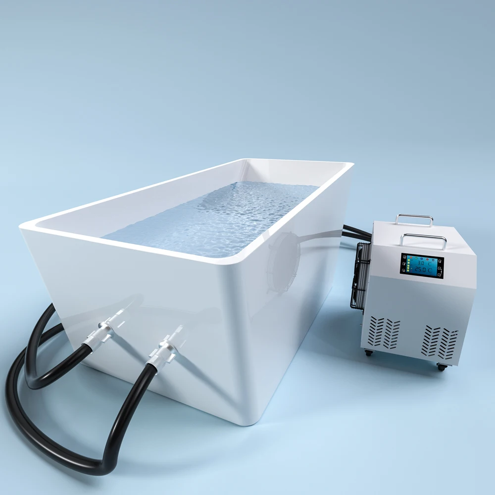 Bañera de hielo acrílica personalizada, terapia de agua de refrigeración, remojo profundo, bañera de inmersión fría con sistema de enfriamiento de enfriador de agua Wifi